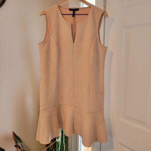 BCBGMAXAZRIA Blush Pink Sleeveless Soft Faux Leather Ruffle Bottom Dress, Size L